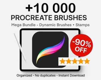 Procreate brushes bundle for tattoo artists, dotwork, illustration & design – Mega organized brush pack with PNG