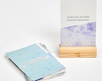 Calmness Affirmation Cards with Wooden Stand: Daily Mindfulness & Stress Relief - Dear Me