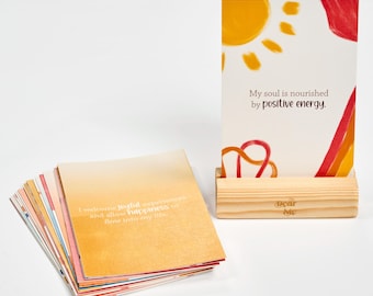 Affirmation Cards with Wooden Stand: Daily Mindfulness & Positivity - Dear Me
