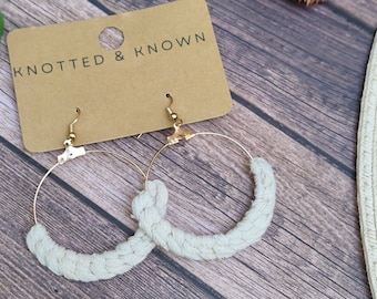 Simple Hoop Macrame Earrings| Tiny Macrame| Boho Earrings | Knotted Jewelry| Mini Macrame| Minimalist