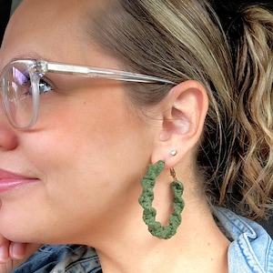 Spiral Macrame Hoop Earrings: Boho Cotton Hoops