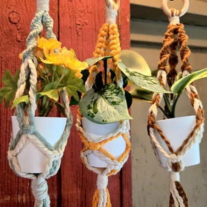 Mini Macrame Plant Hanger: Car Charm with Artificial Plant