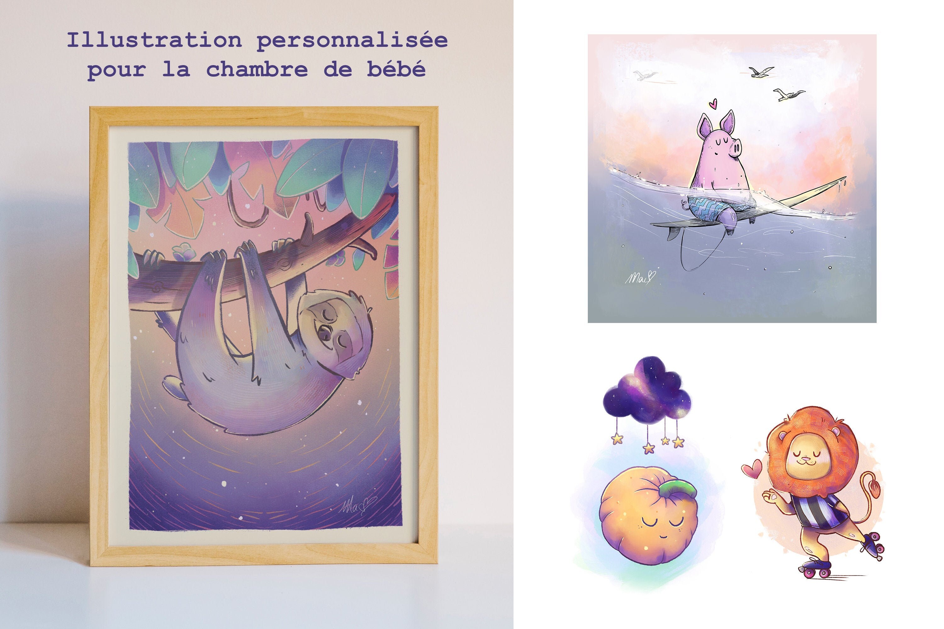 Illustration Pour Enfant, Réalisée à La Commande // Des Tableaux Uniques et Personnalisés