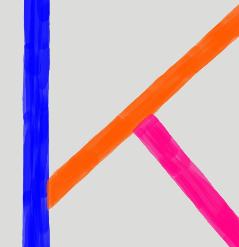 K wall art letter initial letter for wall letter art print Etsy