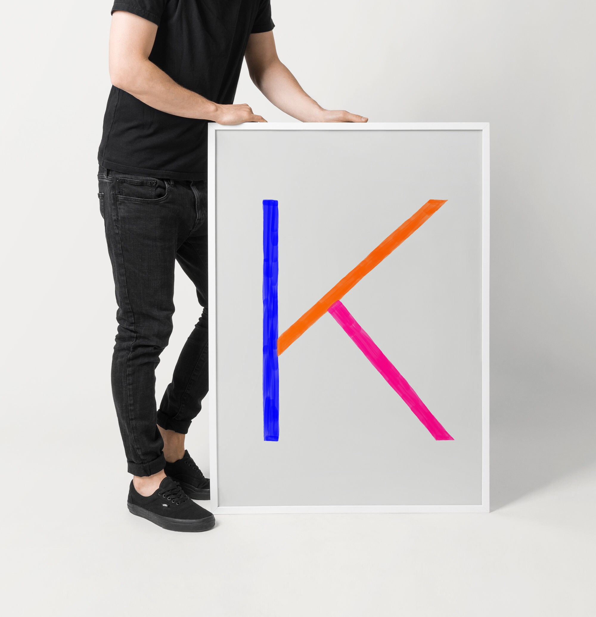 K wall art letter initial letter for wall letter art print Etsy