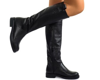 tall black flat boots
