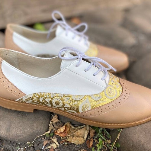 Oxford Shoes for Women Golden Flower 