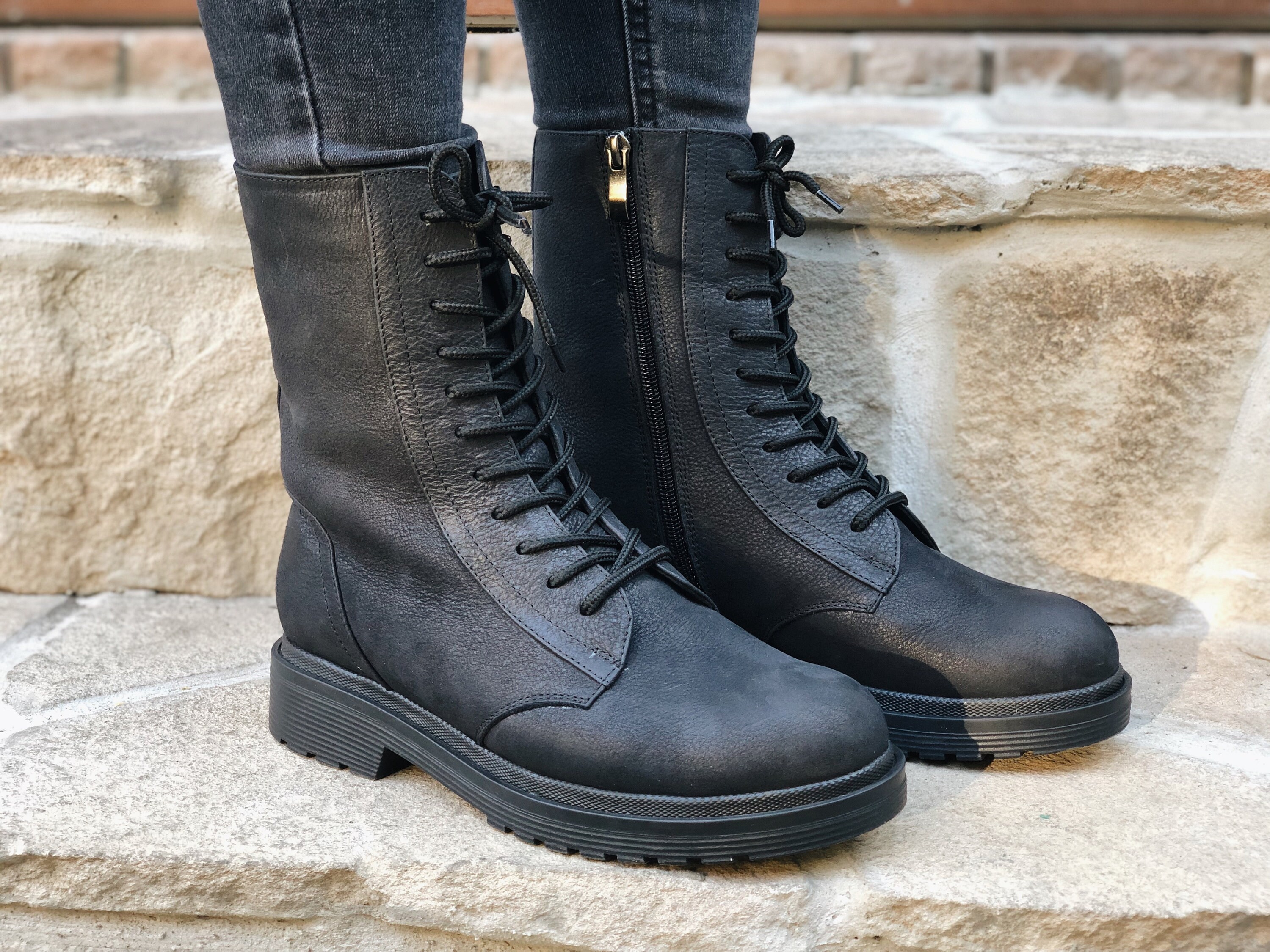 simple black leather boots