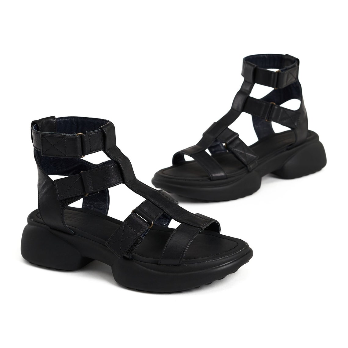 chunky platform velcro strap gladiator sandals