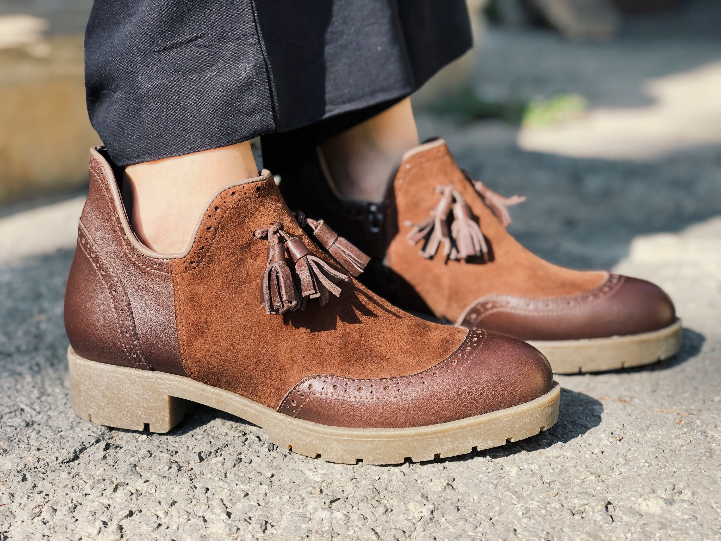 Short Boots for Women Brogues Style 