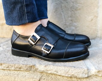 Monk Shoes Double Strap Black Soft 