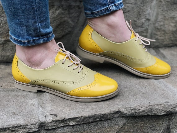 yellow oxford shoes