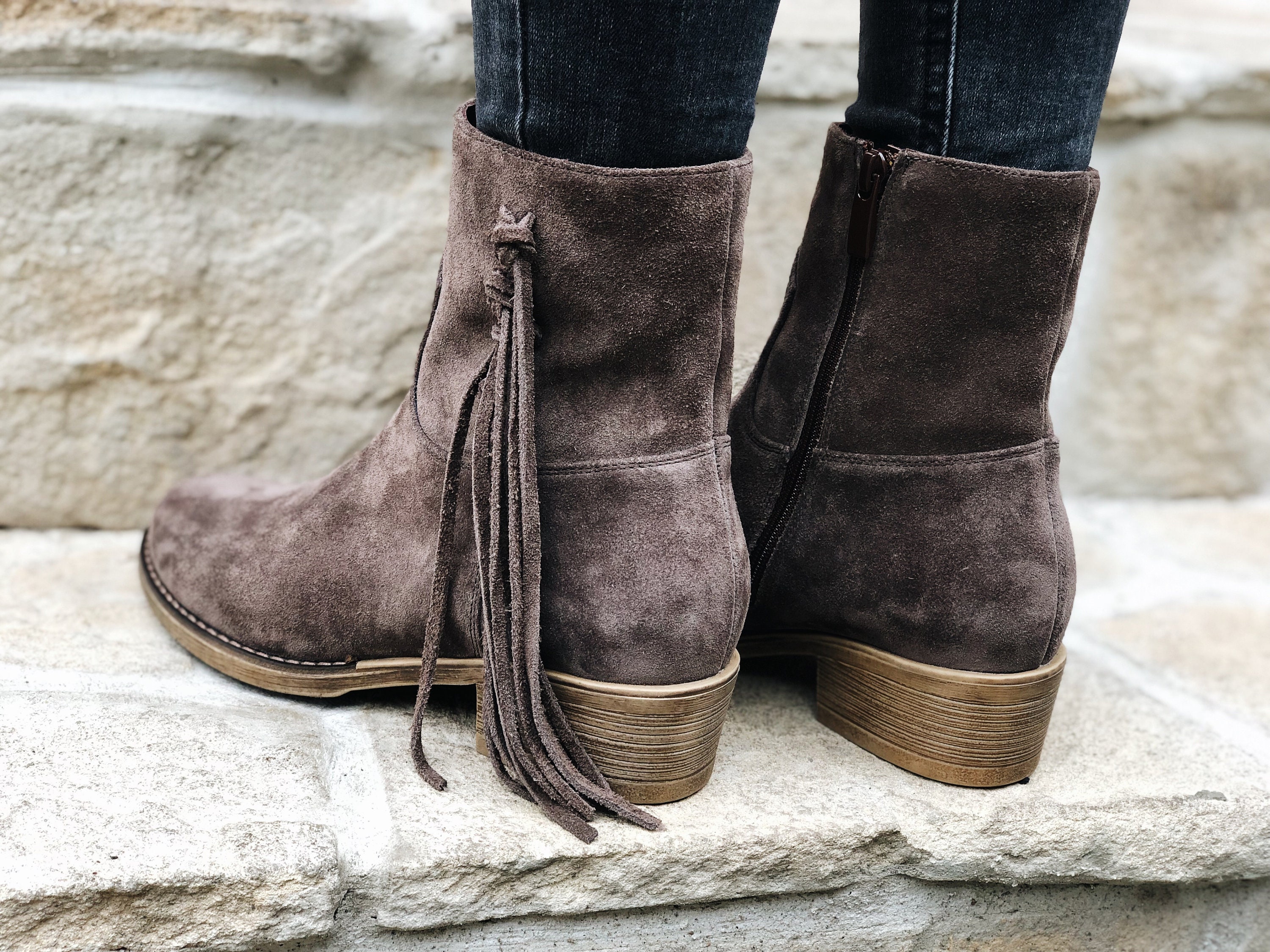 Leather Cowboy Boots Low Heel For Woman Ankle Boots Boho Etsy