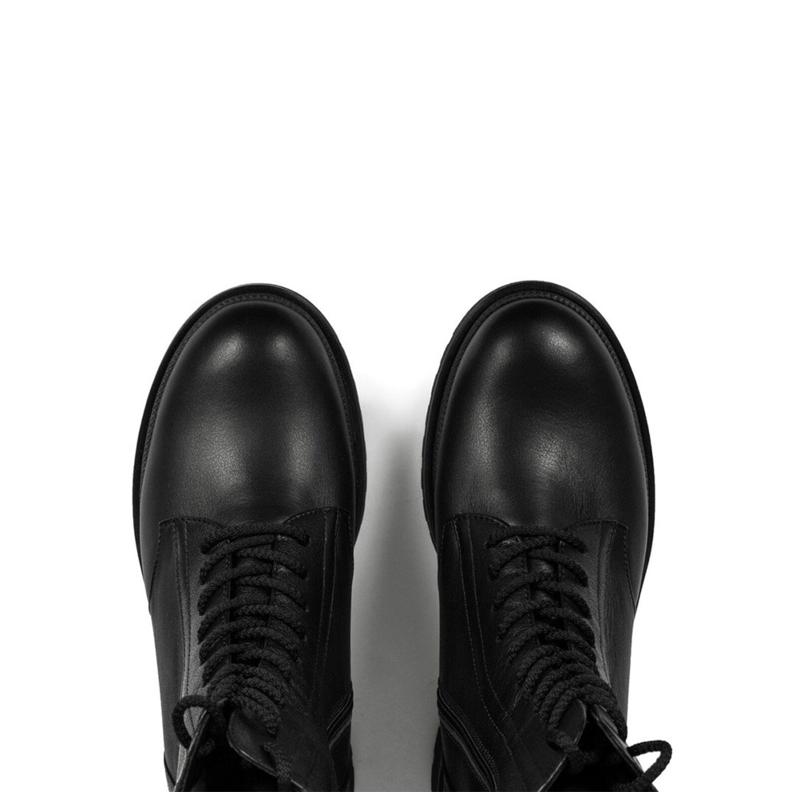 Combat Boots For Woman Black Leather Combat Boots On Zipper Etsy