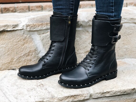 womens lace up boots leather