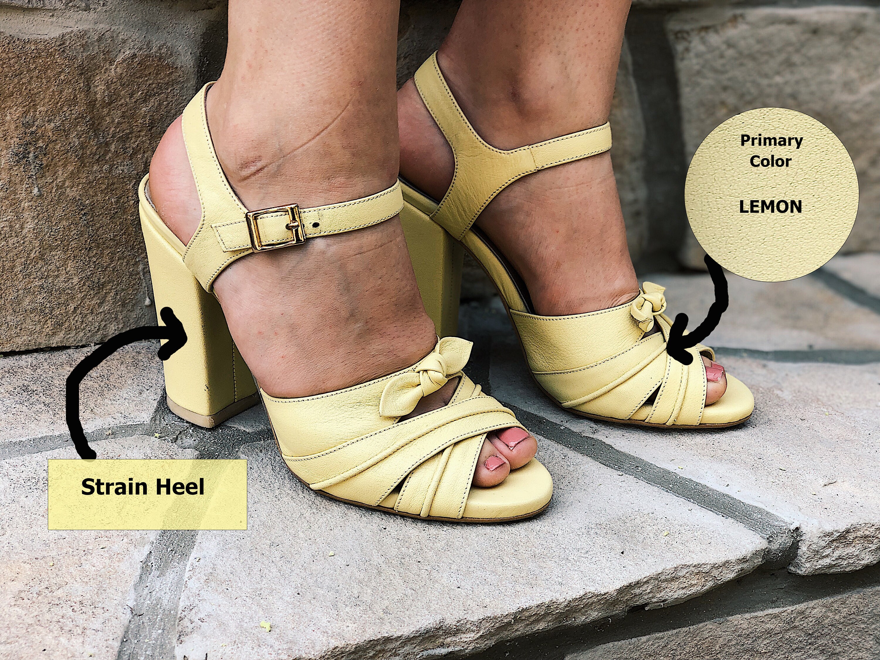 block heel yellow sandals