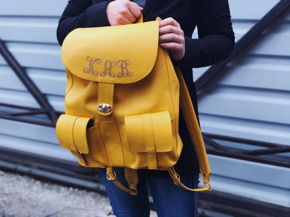 Yellow backpack purse Clearance