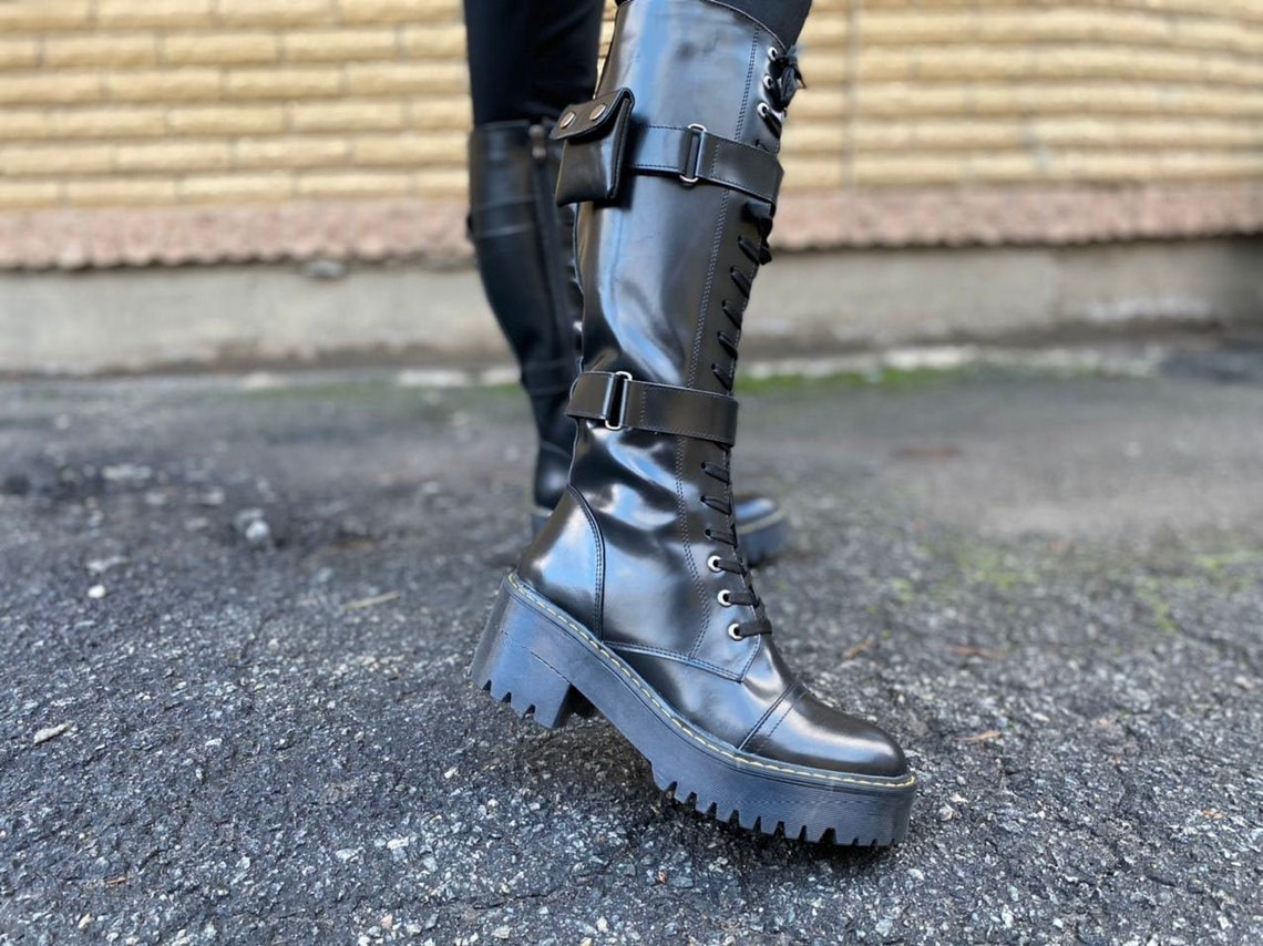 tall platform combat boots