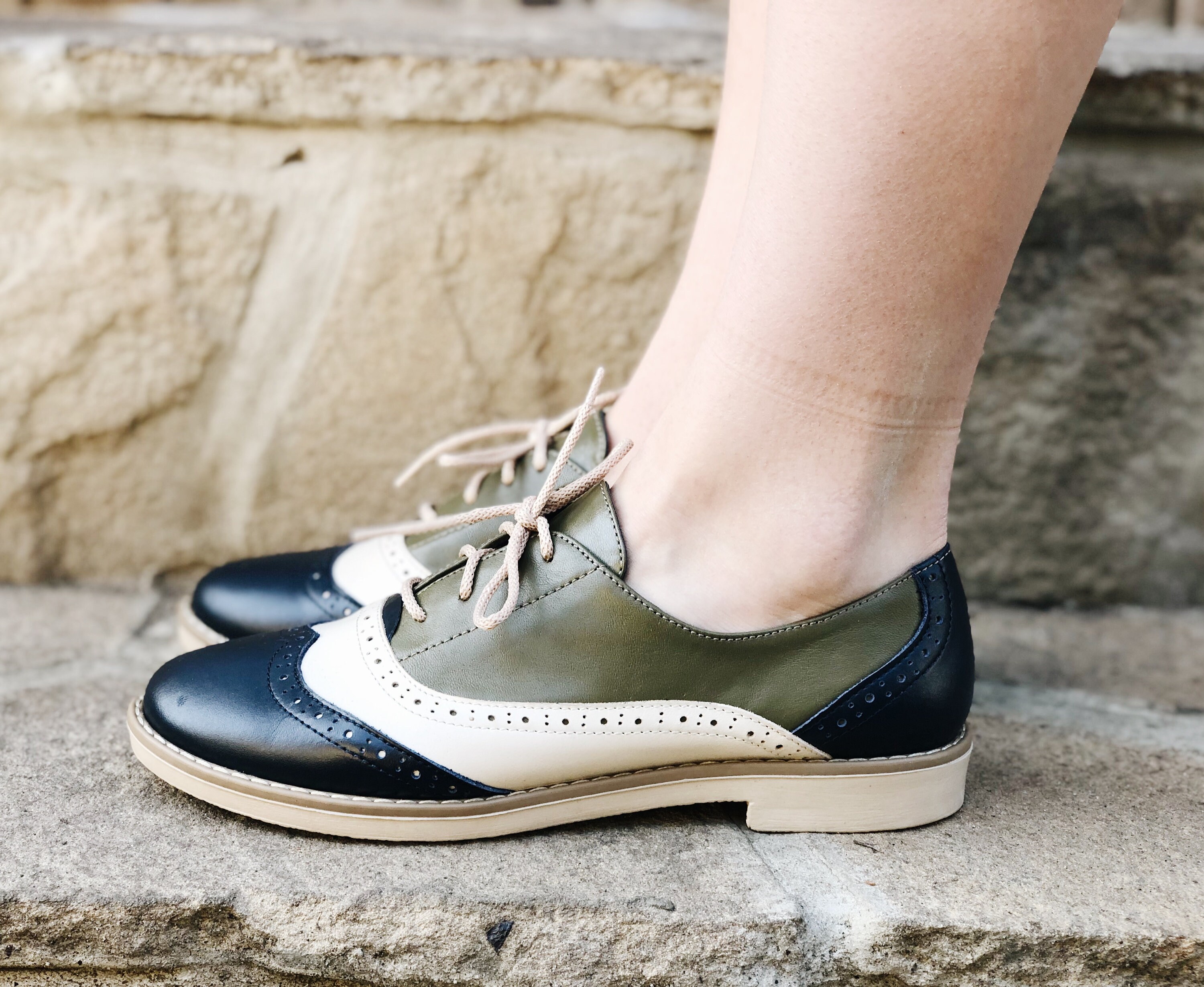 Leather Oxford Shoes Women Three Colored Flats Custom Shoes Etsy