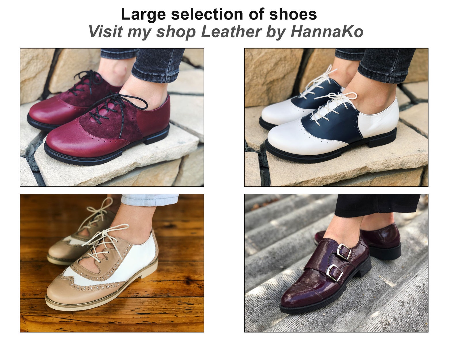 Oxford Shoes Women Saddle Style White & Blue Leather Custom Etsy