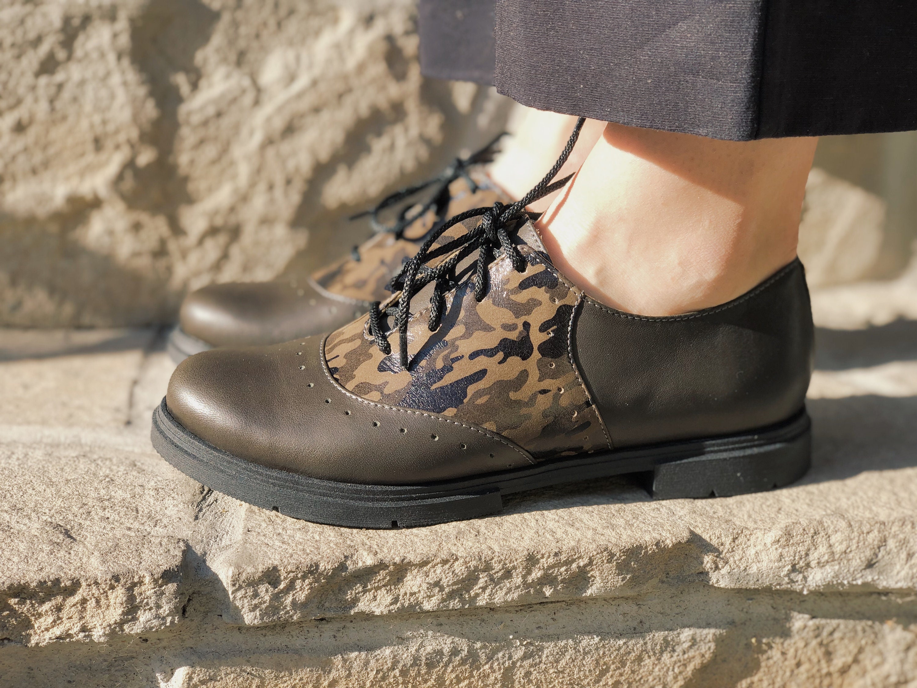 Saddle oxfords Military Leather Style for Woman Oxford Shoes Etsy