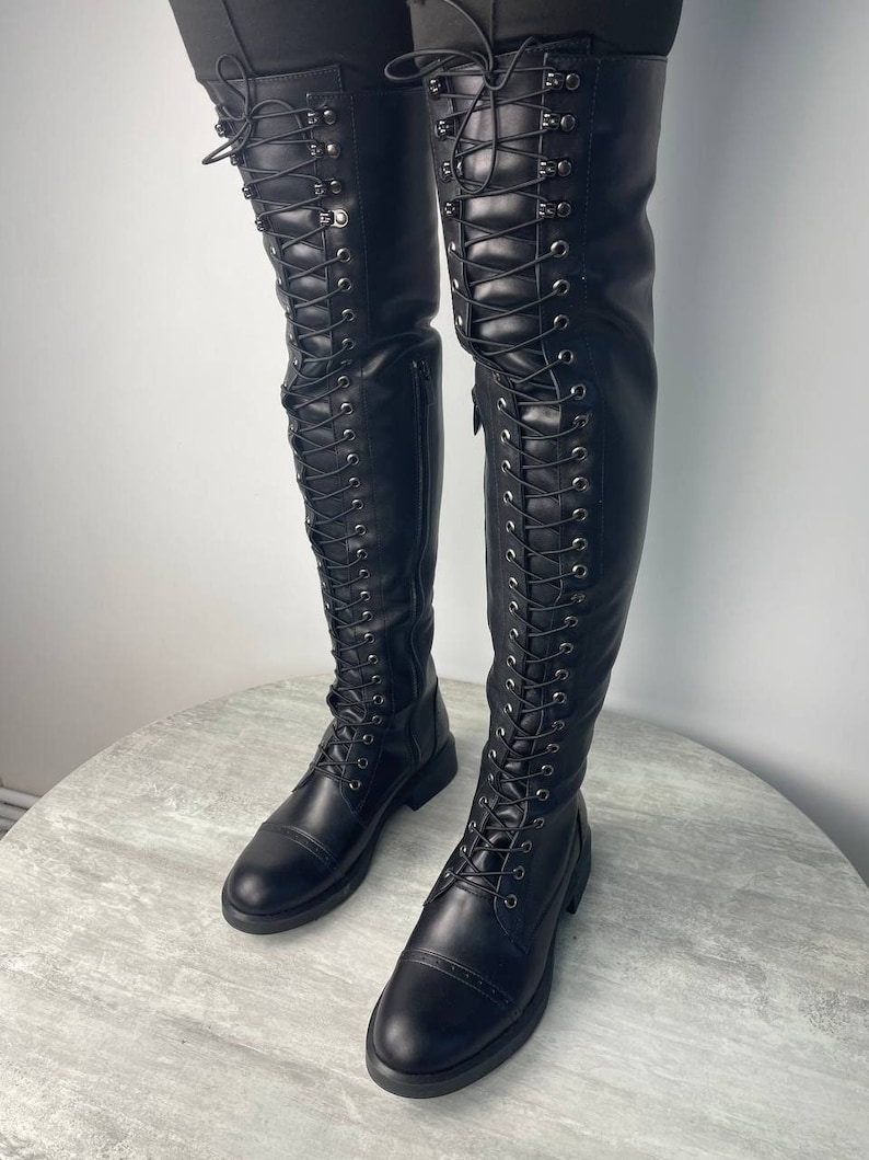 over the knee flat leather boots