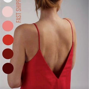 Red Elegant Linen Slip Dress, Red Linen Maxi Dress, Red Bridesmaid Dress, Red Linen Wedding Guest Outfit, Resort Vacation Outfit,Linen Dress