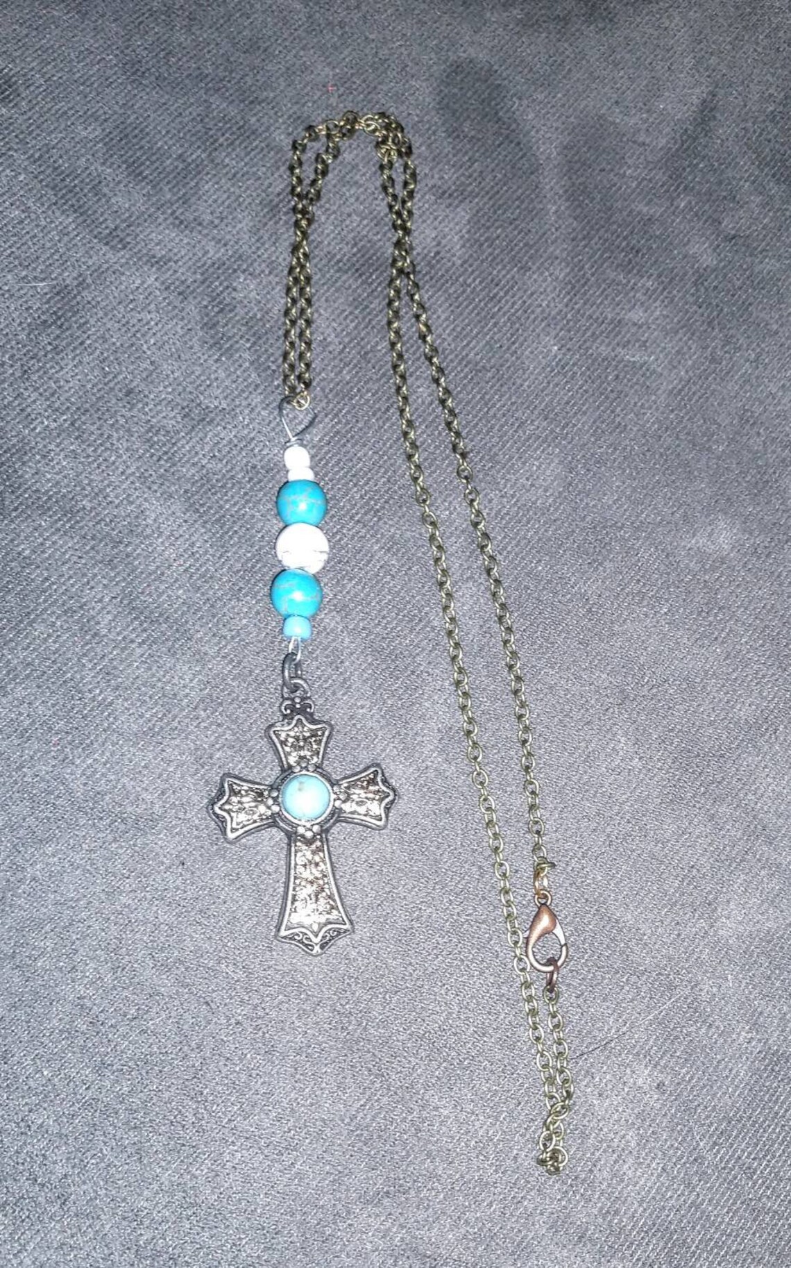 Handmade Cross Necklace w/ Bead Accents Etsy