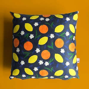 Bespoke Cushion Orange and Lemon print