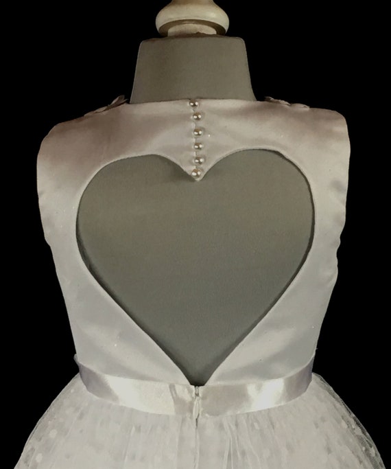 heart shaped back flower girl dress