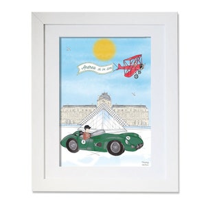 Personalised - The sports car Frenchman driving by the Louvre illustration
