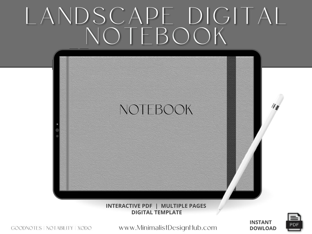Minimalist Landscape Digital Notebook, Noteshelf, Goodnotes 5, 12 Tab Digital Notebook, Note