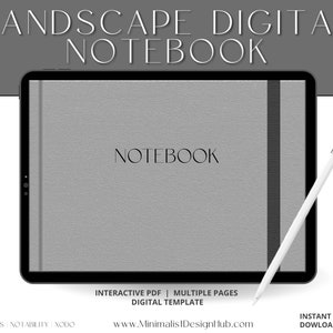 Minimalist Landscape Digital Notebook, Noteshelf, Goodnotes 5, 12 Tab Digital Notebook, Note-taking, Digital Notes Template, Samsung Notes