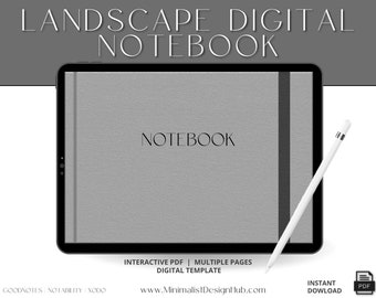 Minimalistisch landschap digitaal notitieboekje, Noteshelf, Goodnotes 5, 12 tabbladen digitaal notitieboekje, notities maken, digitale notitiesjabloon, Samsung Notes