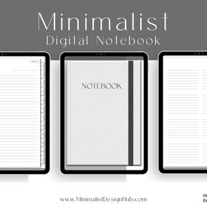 Minimalist Portrait Digital Notebook, Noteshelf, Goodnotes 5, 12 Tab Digital Notebook for Samsung Notes & Note-taking Apps, Digital Notes