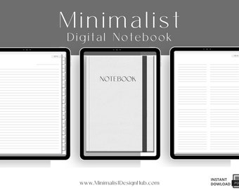 Minimalistisch portret digitaal notitieboekje, Noteshelf, Goodnotes 5, 12 Tab digitaal notitieboekje voor Samsung Notes & notitie-apps, digitale notities