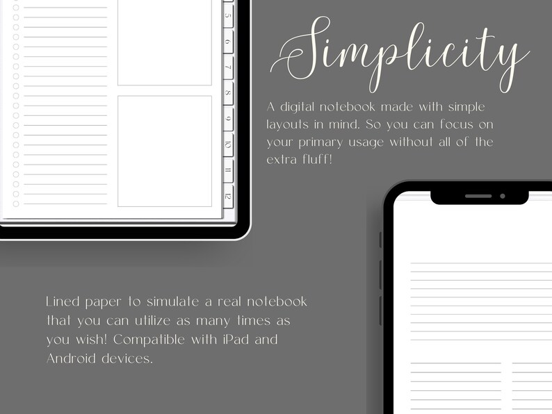 Minimalist Portrait Digital Notebook, Noteshelf, Goodnotes 5, 12 Tab