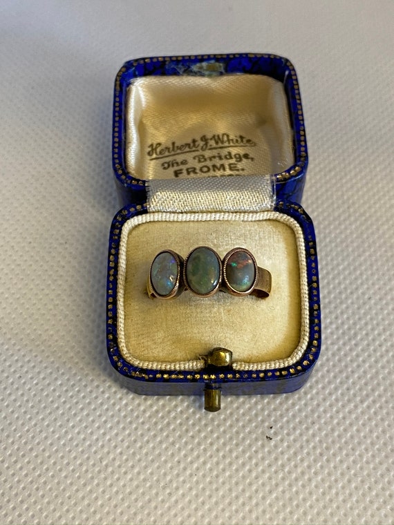 Victorian 22ct Black Opal Trilogy Ring 1893