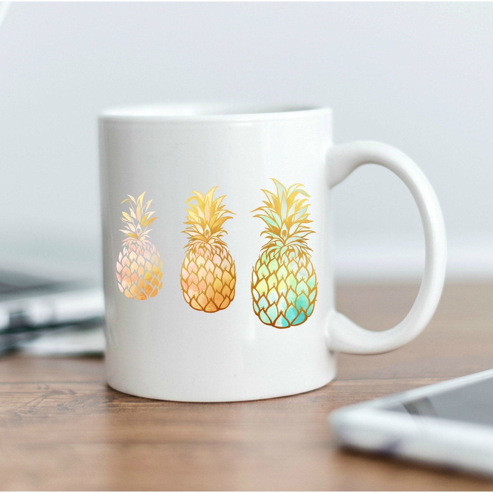Pineapple coffee mug Pineapple lover mug cute pineapple gifts Etsy