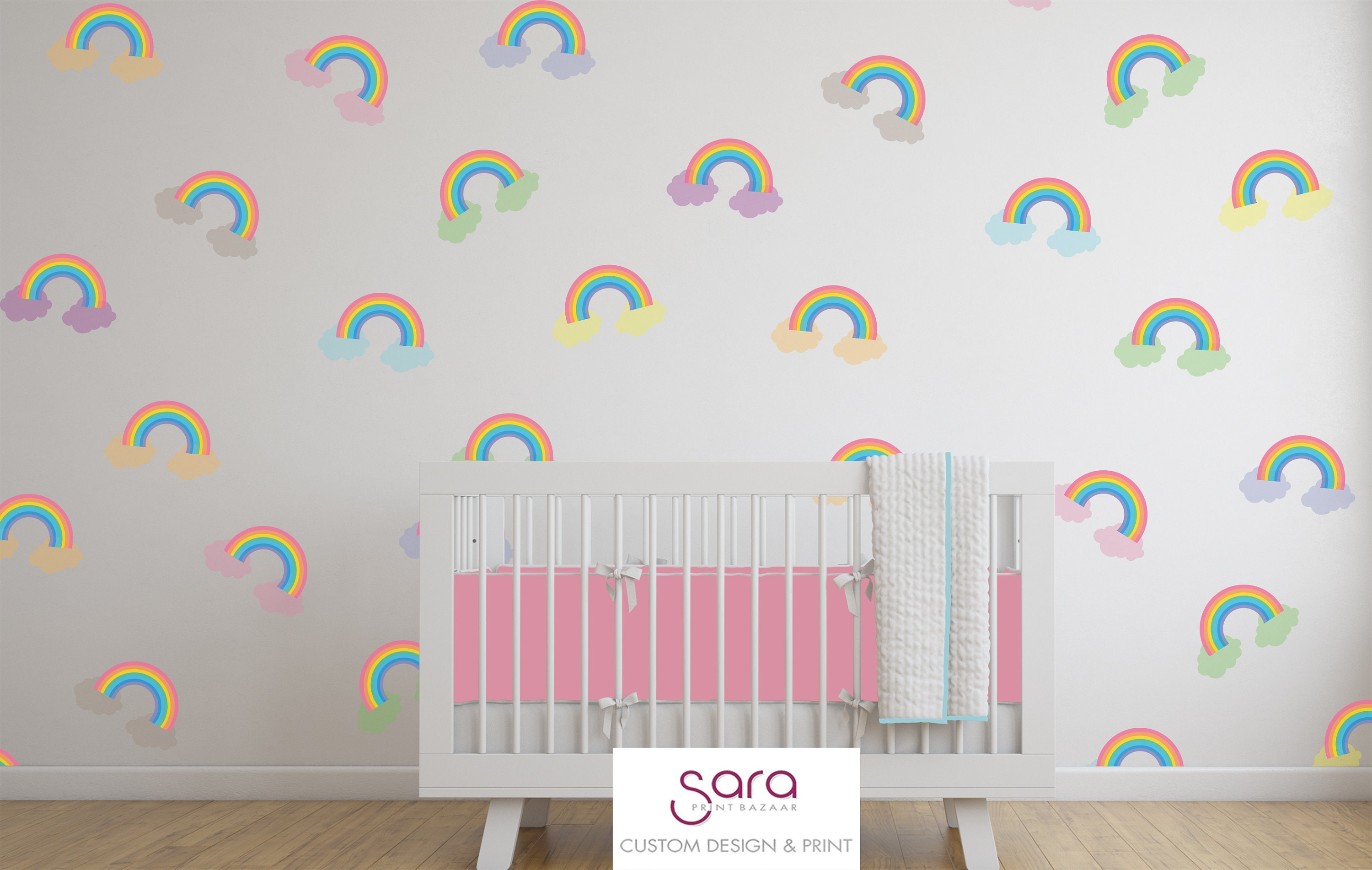 Rainbow Wall Decals / Removable Soft Color Rainbow Decals / Etsy