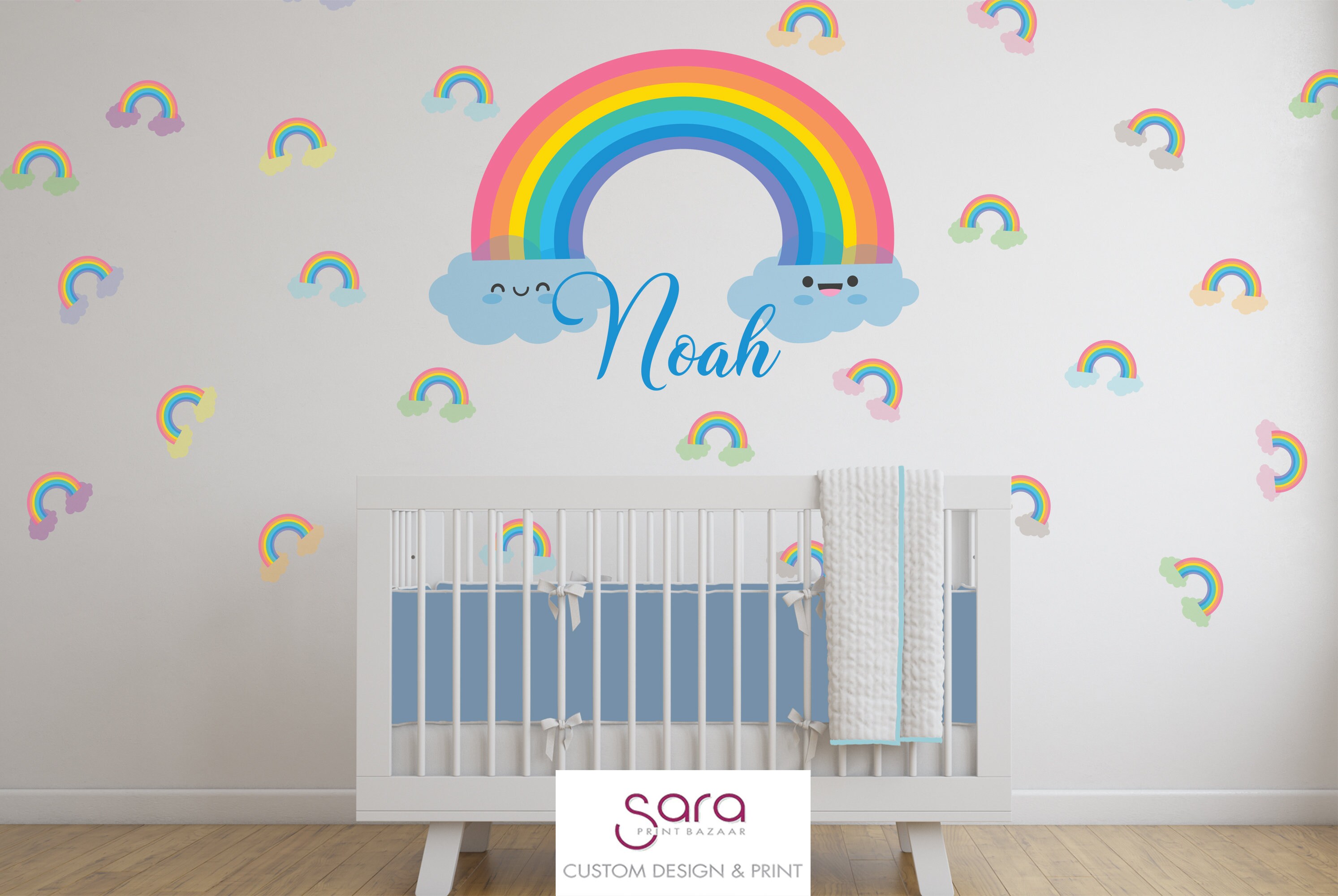Rainbow Wall Decals / Removable Soft Color Rainbow Decals / Etsy