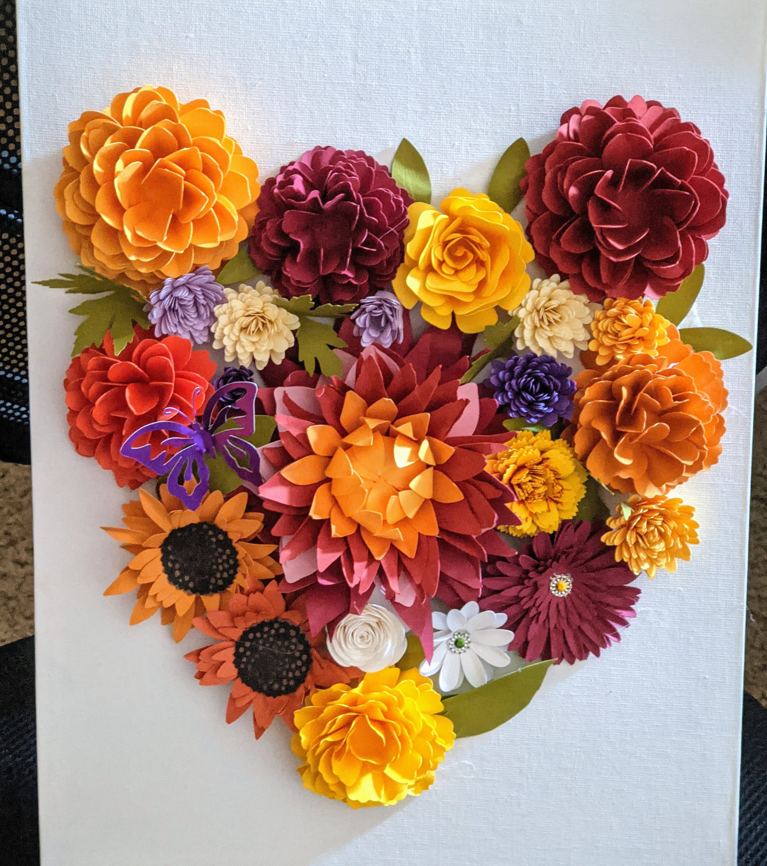 3D paper flower wall art 11x14 | Etsy