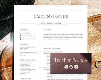 Modello di curriculum creativo per l'insegnamento Google Docs, Word e Apple Pages, curriculum moderno per insegnante di scuola elementare, lettera di presentazione per curriculum di scuola superiore
