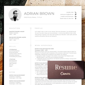 Currículum editable Canva de 3 páginas: plantilla de CV sencilla con foto masculina, carta de presentación minimalista, diseño limpio, archivo digital para solicitudes de empleo