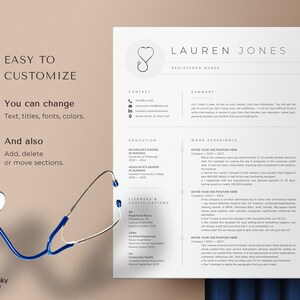 Registered Nurse Resume Template Rn, Nursing Resume Template Word & Pages, Medical Assistant Resume, Student Nurse, New Grad Nurse CV Design image 6