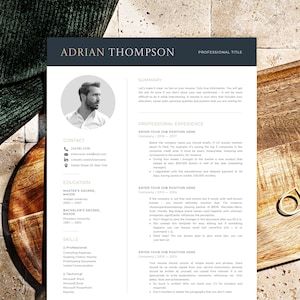 Plantilla de CV para hombres, plantilla de CV para hombres, diseño de currículum vitae minimalista para Word + Pages, currículum sólido con resumen, habilidades, experiencia