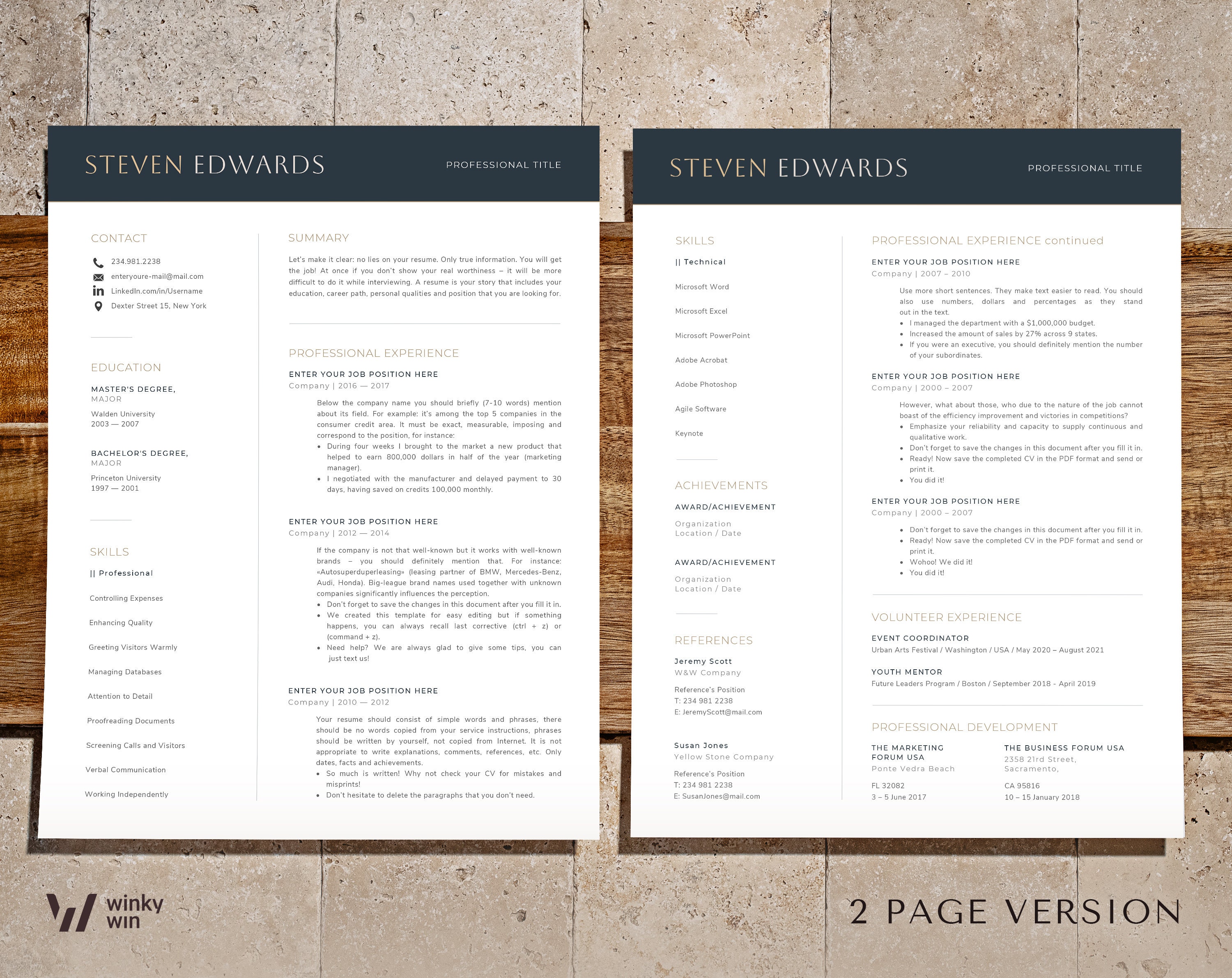 Resume Compact Example Editable Resume Template Compact Cv Template, Professional Resume ...