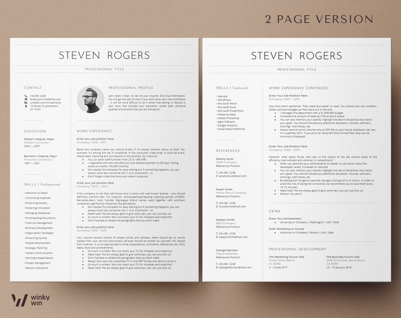 Curriculum vitae template, Information technology resume template instant download, Professional resume, Moderner Lebenslauf Vorlage image 3