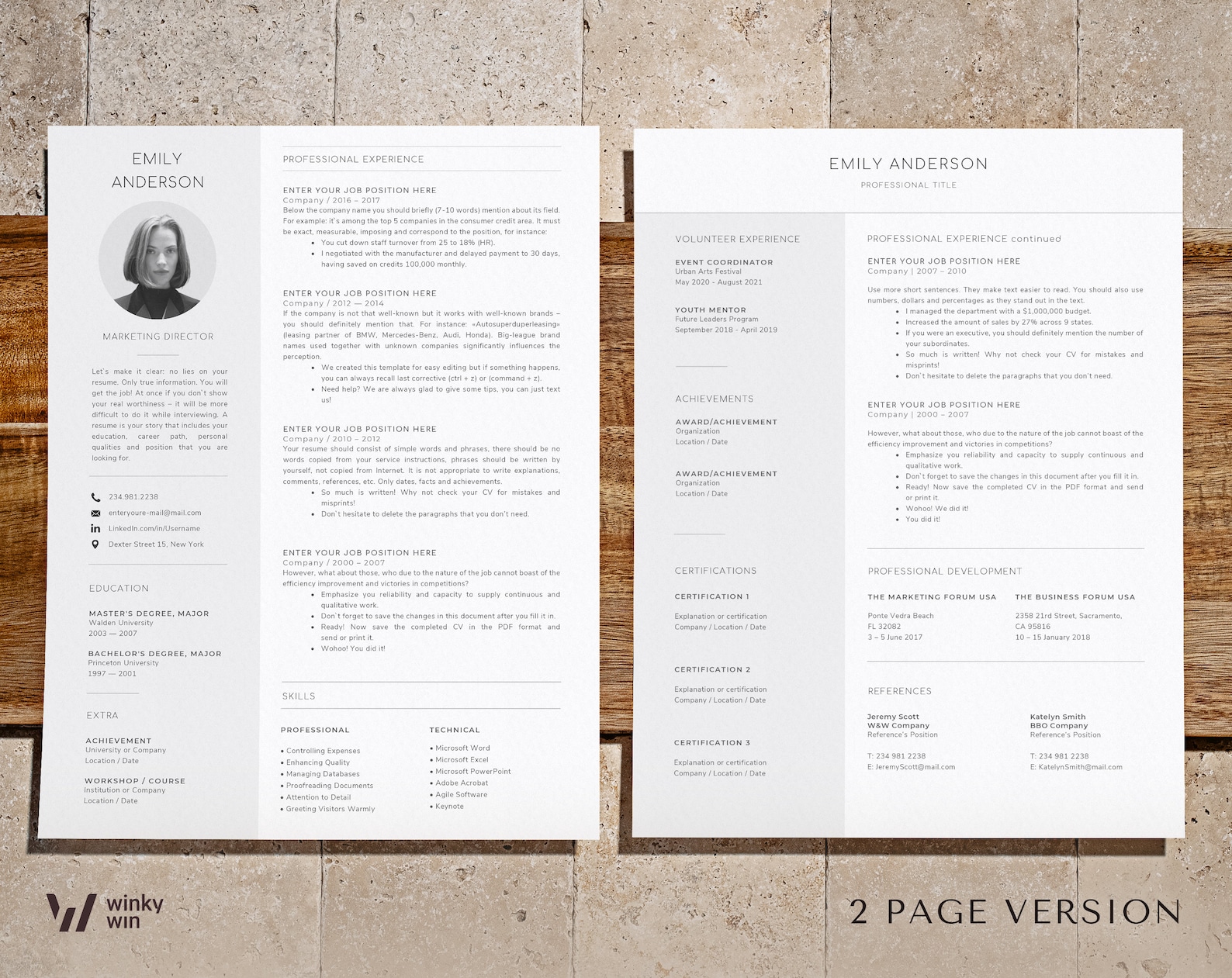 Compact Resume Templates With Photo, Two Column Cv Template Picture ...