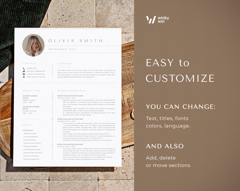 Cv Template, Resume Template Canva, Cv Design Word + Pages, Best Cv Resume Layout, 2025 Resume with image, Cv with Photo Resume 1, 2, 3 page image 4